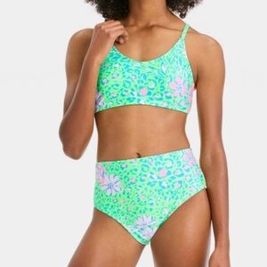 Girls paradise jungle floral printed bikini set, size S, NWT